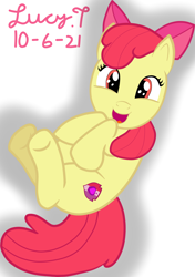 Size: 2330x3312 | Tagged: safe, artist:lucytwostickz, imported from derpibooru, apple bloom, earth pony, pony, female, filly, foal, simple background, solo, white background