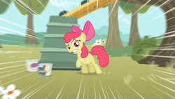 Size: 3410x1920 | Tagged: safe, imported from derpibooru, screencap, apple bloom, earth pony, pony, season 1, the show stoppers, apple bloom's bow, bow, female, filly, foal, hair bow, high res, solo