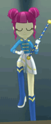 Size: 158x380 | Tagged: safe, imported from derpibooru, screencap, majorette, sweeten sour, human, equestria girls, friendship games, animated, baton, boots, chs rally song, clothes, eyes closed, gif, gloves, hand on hip, loop, marching, shoes, skirt, solo, uniform