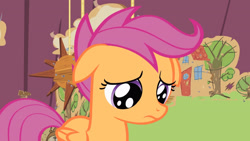 Size: 3410x1920 | Tagged: safe, imported from derpibooru, screencap, scootaloo, pegasus, pony, flight to the finish, season 4, cute, cutealoo, female, filly, floppy ears, foal, high res, sad, sadorable, solo