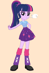 Size: 730x1095 | Tagged: safe, artist:tenhes24, imported from derpibooru, sci-twi, twilight sparkle, human, equestria girls, cigarette, simple background, smoking, solo