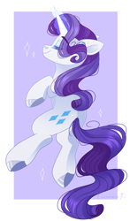 Size: 1400x2380 | Tagged: safe, artist:cinnamontee, imported from derpibooru, rarity, pony, unicorn, butt, eyes closed, female, glowing, glowing horn, horn, magic, mare, plot, smiling, solo, sparkles