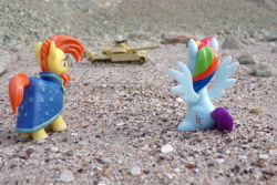 Size: 4608x3072 | Tagged: safe, artist:dingopatagonico, imported from derpibooru, rainbow dash, sunburst, pony, irl, photo, t-55, t-55 enigma, tank (vehicle), toy