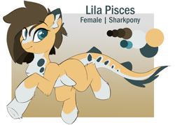 Size: 2719x1943 | Tagged: safe, artist:beardie, imported from derpibooru, oc, oc only, oc:lila pisces, hybrid, original species, pony, shark, shark pony, chest fluff, eye clipping through hair, eyebrows, eyebrows visible through hair, female, fluffy, high res, leg fluff, looking at you, mare, smiling, smiling at you, solo