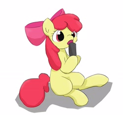 Size: 2331x2176 | Tagged: safe, artist:up_p_ab, imported from derpibooru, apple bloom, earth pony, pony, female, filly, foal, food, simple background, sitting, sushi, white background