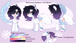 Size: 3496x1980 | Tagged: safe, artist:2pandita, imported from derpibooru, oc, oc:rainbow tail, pegasus, pony, female, mare, reference sheet, solo