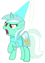 Size: 720x1007 | Tagged: safe, alternate version, artist:darlycatmake, imported from derpibooru, lyra heartstrings, pony, unicorn, angry, clothes, cute, dress, dressup, female, frown, full body, hat, hennin, lyra is not amused, lyrabetes, madorable, mare, open mouth, princess, princess lyra heartstrings, rage, raised hoof, serious, serious face, simple background, solo, standing, tail, transparent background, unamused