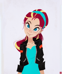 Size: 1144x1369 | Tagged: safe, artist:ajvl, imported from derpibooru, sunset shimmer, equestria girls, alternate hairstyle, female, headband, human coloration, simple background, solo, white background