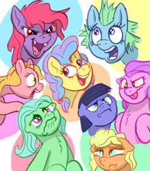 Size: 2313x2646 | Tagged: safe, artist:doodledonutart, imported from derpibooru, oc, oc only, pony, abstract background, bust, emotions, multiple characters, portrait, sketch