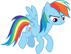 Size: 3944x3000 | Tagged: safe, artist:cloudy glow, artist:yanoda, imported from derpibooru, rainbow dash, pegasus, pony, bats!, .ai available, female, flying, full body, high res, hooves, mare, simple background, smiling, solo, spread wings, tail, transparent background, vector, wings