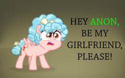 Size: 1920x1200 | Tagged: safe, artist:cloudy glow, artist:poniesmemes, imported from derpibooru, cozy glow, pegasus, pony, 3d, angry, blender, brown background, female, filly, foal, implied anon, lesbian, simple background, text, wallpaper