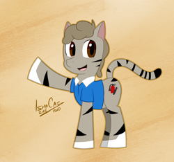 Size: 1350x1263 | Tagged: safe, artist:ismazhecat, imported from derpibooru, oc, oc only, earth pony, cat tail, clothes, looking at you, pointing, ponysona, raised hoof, shirt, smiling, smiling at you, tail
