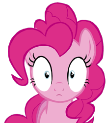 Size: 697x800 | Tagged: safe, artist:benpictures1, imported from ponybooru, pinkie pie, earth pony, pony, every little thing she does, adoracreepy, blank stare, creepy, cute, diapinkes, fiducia compellia, hypnosis, hypnotized, inkscape, looking at you, shrunken pupils, simple background, solo, thousand yard stare, transparent background, vector