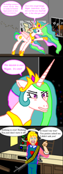 Size: 802x2212 | Tagged: safe, anonymous artist, megan williams, princess celestia, human, pony, /mlp/, 4chan, angry, bullet hole, confrontation, crossover, drawthread, duo, first blood, flattened ear, funny, funny as hell, gun, implied grimdark, implied violence, it wasn't her war, m60, mashup, nothing is over, pointing, ptsd, rambo, requested art, this mission is over, weapon, yelling, you just don't turn it off, you've done enough damage