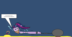 Size: 1024x527 | Tagged: safe, artist:mattjohn1992, imported from derpibooru, twilight sparkle, human, equestria girls, 1000 hours in ms paint, angry, asphyxiation, ball and chain, bondage, cloth gag, drowning, gag, key, peril, sinking, struggling, tied up, underwater