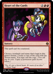 Size: 400x560 | Tagged: safe, artist:johnjoseco, edit, imported from derpibooru, twilight sparkle, pony, unicorn, ccg, crossover, dark magician girl, duel disk, magic, magic the gathering, millennium puzzle, ponified, trading card, trading card edit, unicorn twilight, yu-gi-oh!