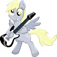 Size: 200x199 | Tagged: safe, artist:rockingscorpion, imported from derpibooru, derpy hooves, pegasus, pony, electric guitar, female, guitar, lowres, mare, musical instrument, pixel art, simple background, solo, transparent background