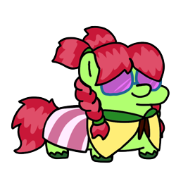 Size: 720x720 | Tagged: safe, artist:fluttershank, imported from derpibooru, oc, oc only, earth pony, cloak, clothes, earth pony oc, pigtails, simple background, skirt, squatpony, sunglasses, transparent background