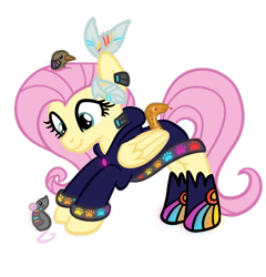 Size: 768x799 | Tagged: safe, artist:sjart117, imported from derpibooru, fluttershy, pegasus, pony, animal, ask the mane 11, cyberpunk, permission given, simple background, solo, summoner, transparent background