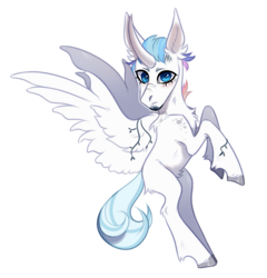 Size: 1185x1236 | Tagged: safe, artist:strangle12, imported from derpibooru, oc, oc only, alicorn, pony, alicorn oc, ear fluff, hoof polish, horn, rearing, simple background, solo, white background, wings