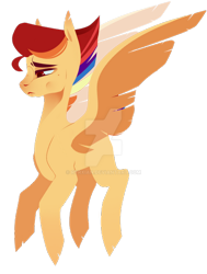 Size: 400x530 | Tagged: safe, artist:ryrxian, imported from derpibooru, oc, oc only, pegasus, pony, deviantart watermark, female, mare, multicolored hair, obtrusive watermark, offspring, parent:flash magnus, parent:rainbow dash, parents:dashmagnus, pegasus oc, rainbow hair, simple background, transparent background, watermark
