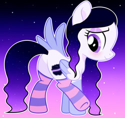 Size: 1280x1211 | Tagged: safe, artist:cindystarlight, imported from derpibooru, oc, oc:night light star, pegasus, pony, base used, butt, clothes, female, mare, plot, socks, solo, striped socks