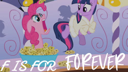 Size: 1280x720 | Tagged: safe, edit, edited screencap, editor:quoterific, imported from derpibooru, screencap, twilight sparkle, earth pony, pony, unicorn, green isn't your color, alphabet, bathrobe, clothes, duo, duo female, female, forever, mare, robe, scared, unicorn twilight