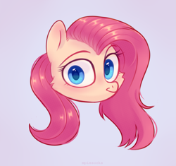 Size: 1959x1839 | Tagged: safe, artist:raily, imported from derpibooru, fluttershy, pony, aside glance, bust, cheek fluff, female, gradient background, looking at you, mare, portrait, solo, three quarter view, wrong eye color