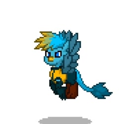 Size: 540x540 | Tagged: safe, artist:gloomy brony, imported from derpibooru, gallus, griffon, pony town, clothes, cosplay, costume, k9999, king of fighters, kof, male, paws, pixel art, pixels, simple background, snk, solo, white background, wings