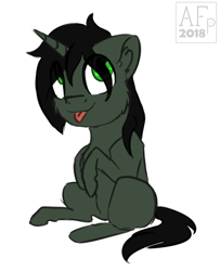 Size: 1037x1279 | Tagged: safe, artist:airfly-pony, derpibooru exclusive, imported from derpibooru, oc, oc only, oc:braunly, unicorn, chibi, gift art, simple background, sitting, solo, white background