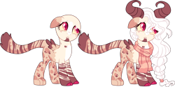 Size: 5127x2570 | Tagged: safe, artist:kurosawakuro, imported from derpibooru, oc, hybrid, bald, base used, clothes, horns, interspecies offspring, offspring, parent:discord, parent:fluttershy, parents:discoshy, scarf, simple background, solo, transparent background