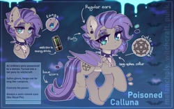 Size: 3900x2426 | Tagged: safe, artist:radioaxi, imported from derpibooru, oc, oc only, oc:poisoned calluna, bat pony, pony, reference sheet, solo