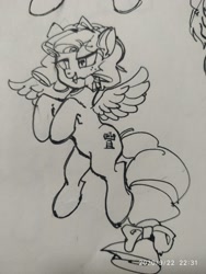 Size: 2000x2666 | Tagged: safe, artist:plasma fall, imported from derpibooru, cozy glow, pegasus, pony, female, filly, foal, sketch, solo, traditional art