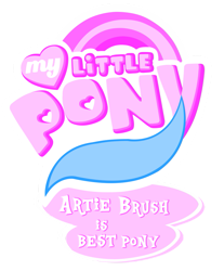 Size: 813x983 | Tagged: safe, artist:mlpblueray, edit, imported from derpibooru, oc, oc only, oc:artie brush, logo, logo edit, logo parody, my little x, simple background, tail, transparent background