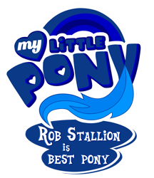 Size: 831x962 | Tagged: safe, artist:mlpblueray, edit, imported from derpibooru, oc, oc only, oc:rob stallion, logo, logo edit, logo parody, my little x, simple background, tail, transparent background