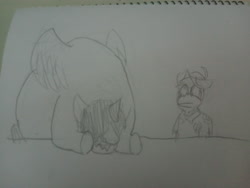 Size: 4096x3072 | Tagged: safe, artist:jontfurry, imported from derpibooru, oc, oc only, oc:isabel, alicorn, frog, pony, eating, fat, feather, hat, horn, jewelry, parappa the rapper, pencil drawing, prince fleaswallow, ring, sketch, terror, traditional art, watching, weight gain, wings