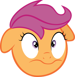 Size: 2425x2473 | Tagged: safe, artist:dasduriel, imported from derpibooru, scootaloo, pegasus, pony, 3:, female, filly, floppy ears, foal, head only, high res, simple background, solo, transparent background, vector