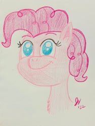 Size: 1538x2048 | Tagged: safe, artist:jesslmc16, imported from derpibooru, pinkie pie, earth pony, colored pencil drawing, cute, drawing, happy birthday, signature, solo, traditional art