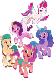 Size: 1679x2421 | Tagged: safe, imported from derpibooru, hitch trailblazer, izzy moonbow, pipp petals, sunny starscout, zipp storm, earth pony, pegasus, pony, unicorn, .svg available, coloring page, female, flying, g5, high res, male, mane five (g5), mane stripe sunny, mare, my little pony: make your mark, my little pony: make your mark chapter 1, official, open mouth, open smile, simple background, smiling, spread wings, stallion, svg, text, transparent background, vector, wings