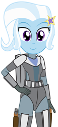 Size: 482x1052 | Tagged: safe, artist:amante56, imported from derpibooru, trixie, human, equestria girls, bounty hunter, clothes, cosplay, costume, cropped, female, hand on hip, looking at you, simple background, smiling, smiling at you, solo, star wars, white background