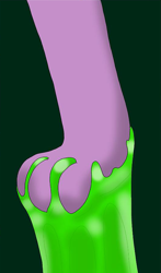 Size: 985x1673 | Tagged: safe, artist:onimagmachan, imported from derpibooru, spike, dragon, changeling slime, claws, feet, fetish, foot fetish, foot focus, legs, male, male feet, pictures of legs, solo, stretching, stuck, toes, trapped, underfoot