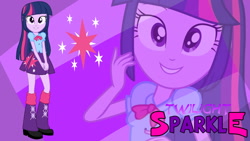 Size: 1280x720 | Tagged: safe, artist:alandssparkle, artist:rupahrusyaidi, imported from derpibooru, twilight sparkle, human, equestria girls, cutie mark, cutie mark background, female, wallpaper