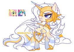 Size: 1280x908 | Tagged: safe, artist:mirrastat, imported from derpibooru, fluttershy, princess celestia, oc, alicorn, pony, alicorn oc, base used, eyelashes, female, horn, magical lesbian spawn, makeup, male, mare, offspring, parent:fluttershy, parent:princess celestia, parents:flutterlestia, simple background, stallion, transparent background, wings