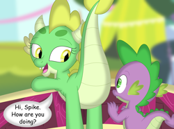 Size: 3510x2614 | Tagged: safe, artist:porygon2z, imported from derpibooru, spike, oc, oc:jade, dragon, butt, canon x oc, dragon oc, dragonbutt, dragoness, duo, eyes on the prize, female, jadespike, male, shipping, straight