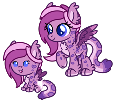 Size: 1062x883 | Tagged: safe, artist:lupulrafinat, imported from derpibooru, oc, oc only, oc:wild dawn, hybrid, pegasus, pony, baby, baby pony, duo, ear fluff, pegasus oc, raised hoof, simple background, transparent background