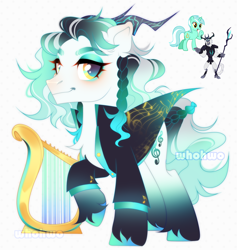 Size: 1606x1697 | Tagged: safe, artist:whohwo, imported from derpibooru, lyra heartstrings, storm king, oc, pony, my little pony: the movie, base used, eyelashes, female, fusion, makeup, male, mare, stallion, unshorn fetlocks