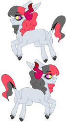 Size: 804x1489 | Tagged: safe, artist:moonert, imported from derpibooru, oc, oc only, pony, colored hooves, devil horns, duo, female, horns, mare, simple background, transparent background