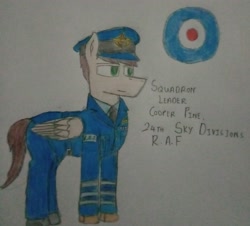 Size: 3062x2773 | Tagged: safe, artist:cooper pine, imported from derpibooru, oc, oc only, oc:cooper pine, pegasus, royal air force, solo, traditional art, world war ii