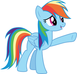 Size: 3113x3000 | Tagged: safe, artist:cloudy glow, imported from derpibooru, rainbow dash, pegasus, pony, rainbow falls, .ai available, female, mare, open mouth, raised hoof, simple background, solo, transparent background, vector