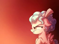 Size: 1024x768 | Tagged: safe, artist:golden bloom, imported from derpibooru, cozy glow, pegasus, pony, evil grin, female, filly, floppy ears, foal, gradient background, grin, smiling, solo